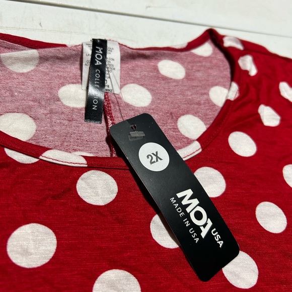 NWT Moa Collection Polka dot printed tunic top 2XL With Pockets - Picture 2 of 5